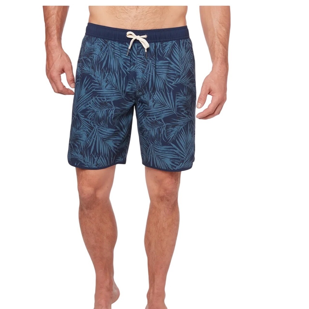 Fair Harbor Mens Anchor Swim Trunks Navy Blue Palm Leaf BreezeKnit Liner 3X NWT